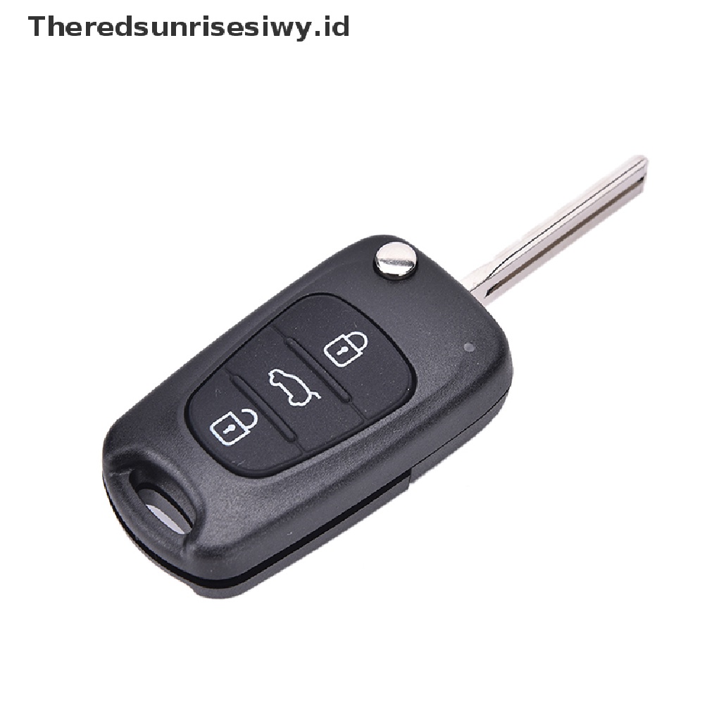 (Theredsunrisesiwy.Id) Rumah / Casing Kunci Remote Lipat 3 Tombol Plastik Warna Hitam Untuk Hyundai I20 I30 Ix35 I35