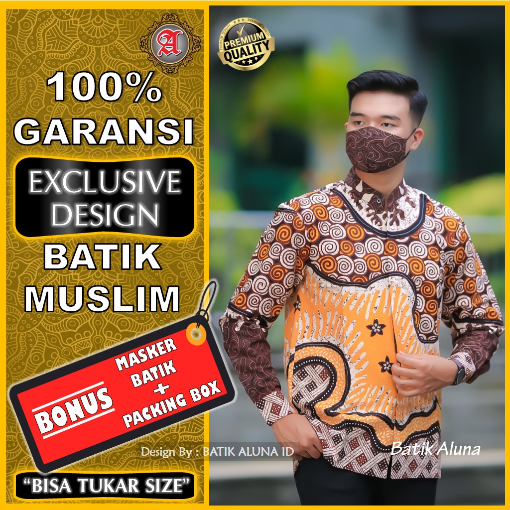 Batik Aluna Lengan Panjang Premium Baju Koko Pria Lengan Panjang Baju Batik Pria Lengan Panjang Mode