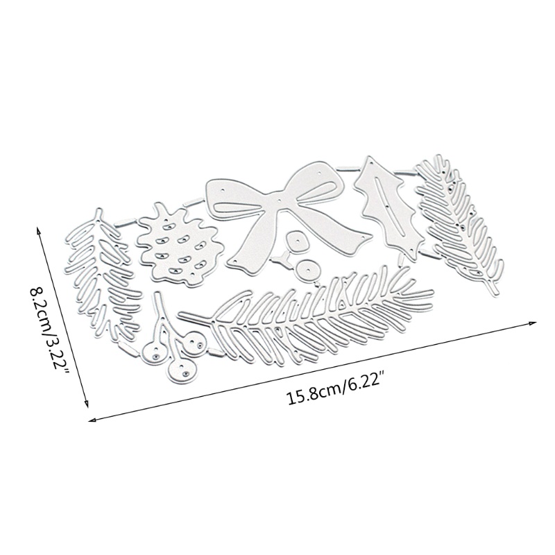 Cetakan Stensil Cutting Dies Motif Daun Natal Bahan Metal Untuk Scrapbook / Craft DIY