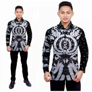 Batik Pria Lengan Panjang Premium BATIK AZMIL HRB026 motif KERATONAN Kode 002 size M L XL XXL