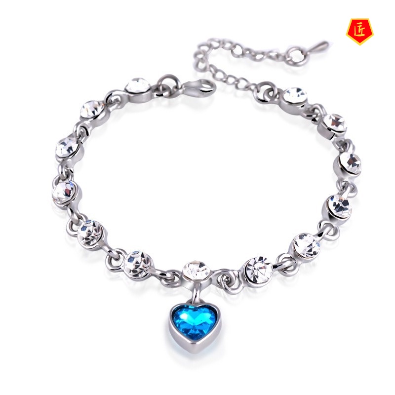 [Ready Stock]Fashion Crystal Retro Romantic Heart Bracelet