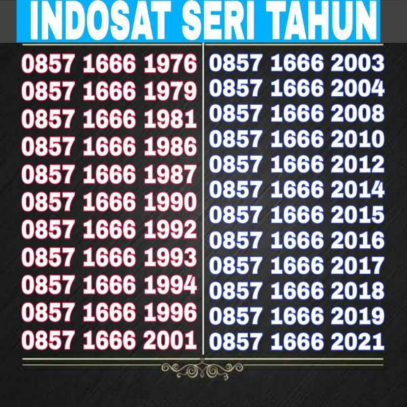 NOMOR CANTIK INDOSAT SERI TAHUN RAPIH