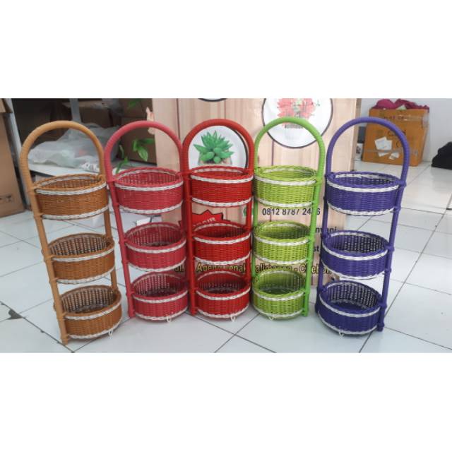  Rak  bumbu  rotan  3 susun Shopee Indonesia