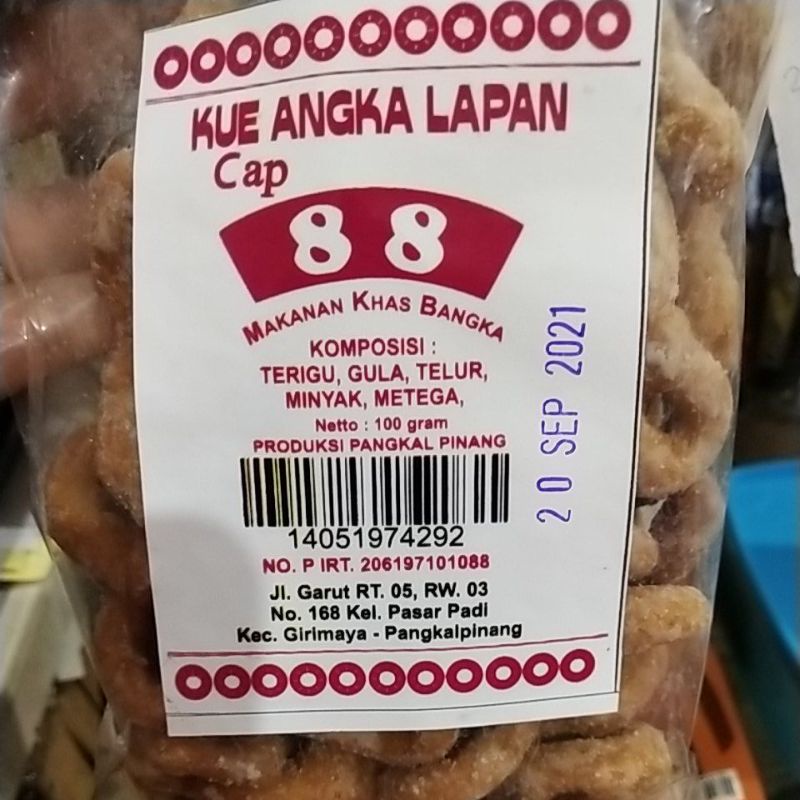 

Kue delapan 88 (isi banyak)