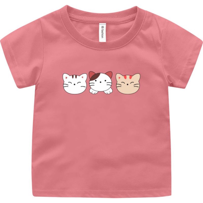 Kaos Anak Anak Cowok Cewek 3 Kucing Baju Oblong Anak Kaos Murah Ank T Shirt Anak Terbaru