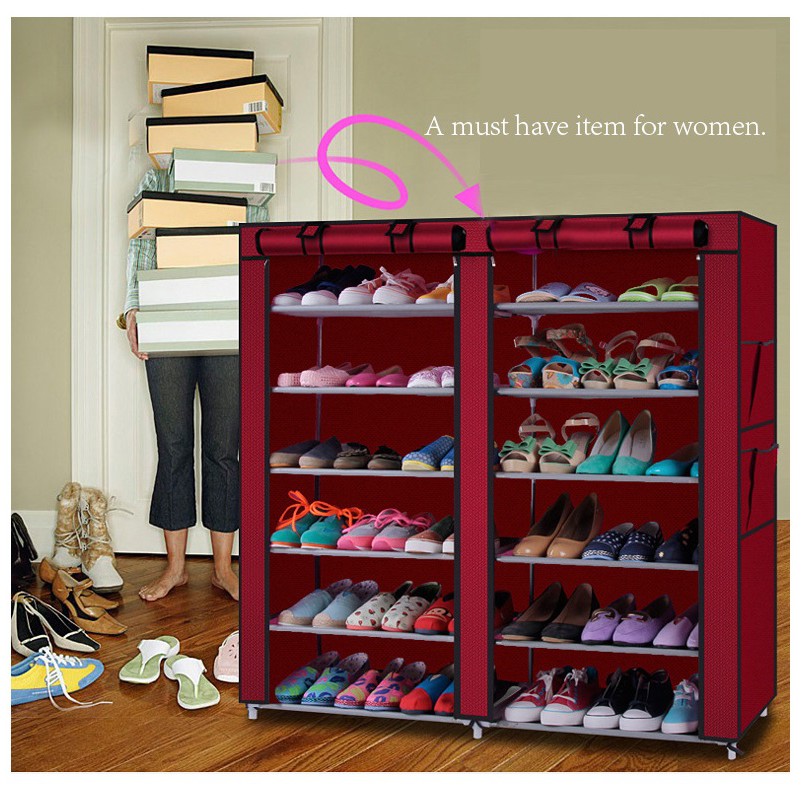 Rak Sepatu Lemari Sepatu Double Row Shoe Rack Portable Shopee Indonesia