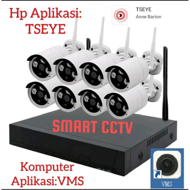 PAKET CCTV WIRELESS NVR KIT 4 CAMERA/ 8 CAMERA KOMPLIT SIAP PASANG