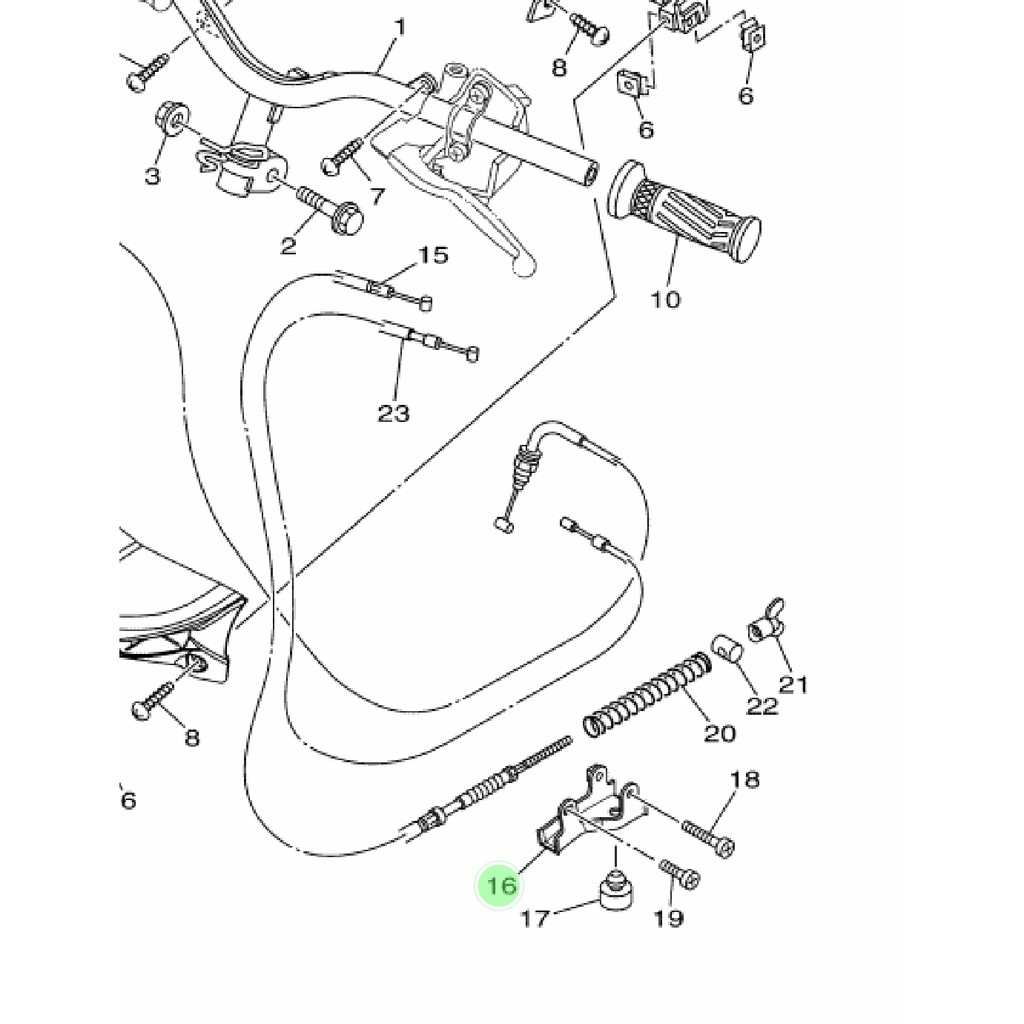 BRACKET HOLDER DUDUKAN KABEL REM BELAKANG NOUVO Z MIO LAMA SPORTY SMILE SOUL ORIGINAL YGP 5MX-F637G-00