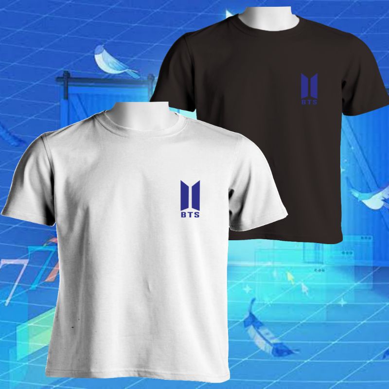 Tshirt Kaos BTS logo dark blue, Jungkook, taehyung, jimin, jin, RM, Suga, Jhope