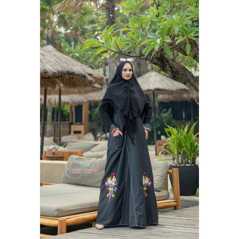 Gamis zolaqu Original New / ZAKEISHA BORDIR 2 BY ANISA (PO 3 MEI)