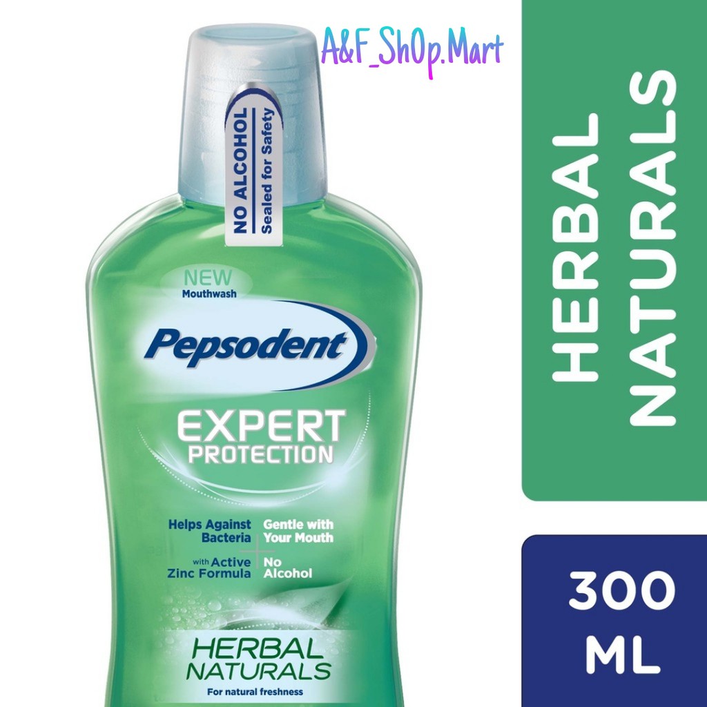 Pepsodent Mouthwash Expert Protection Herbal Naturals 300ml - Obat Kumur