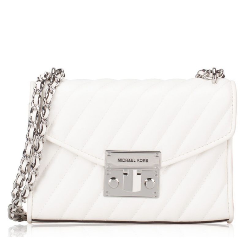 Tas MK Original - Michael Kors ROSE LEATHER SMALL CROSSBODY OPTIC WHITE