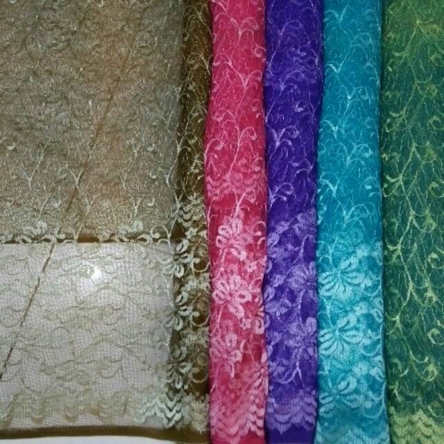 Brokat tile motif bunga murah / kain brokat murah