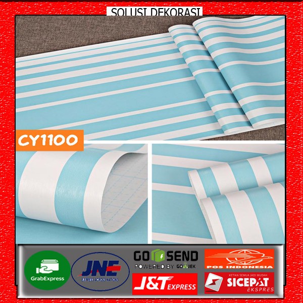 SOLUSIDEKORASI-PROMO WALLPAPER STIKER DINDING MOTIF SALUR BIRU BINTANG-WALLPAPER MURAH-SIZE45CMX10M