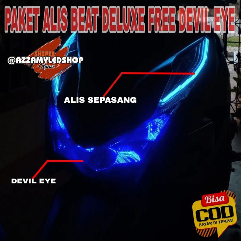 Paket lengkap LED DRL  alis lampu alis Honda BEAT DELUXE free 2 biji demon eye devil eye kualitas grade A super terang