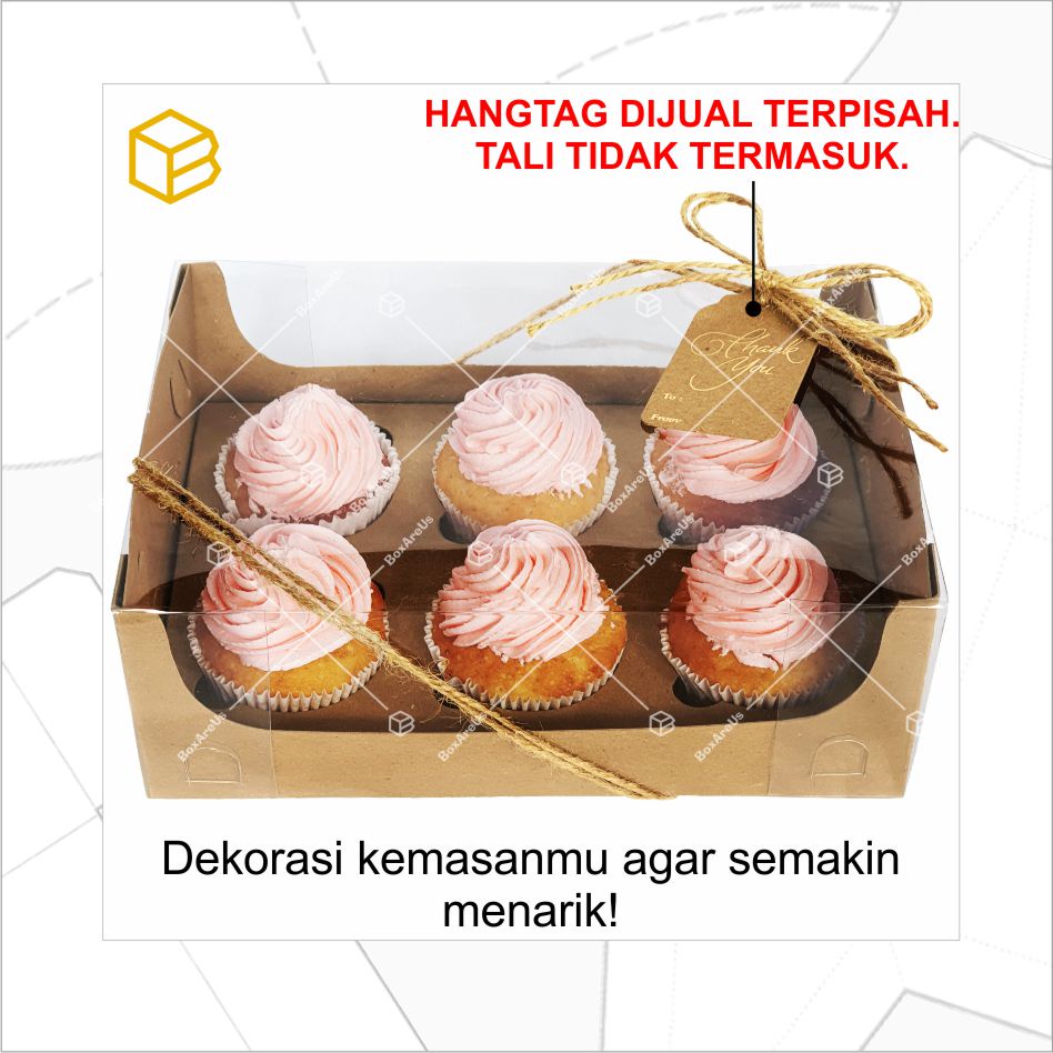 BOX CUPCAKE ISI 6 - Packaging Muffin Dus Kotak Bolu Kue Roti | WB241709 (10 pcs)