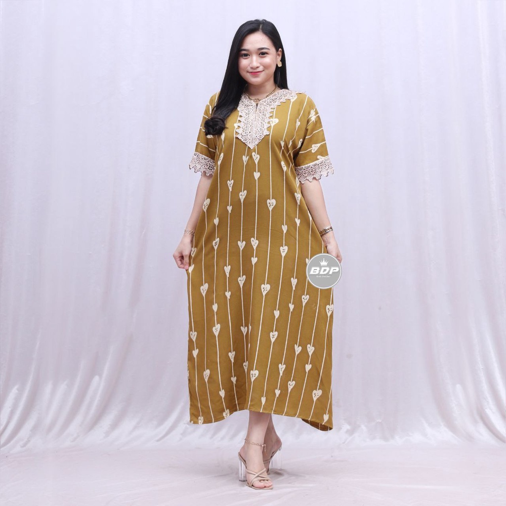 Dianputri - Daster Arab Zeema | Rayon Super Grade A | Resleting Depan Busui | Renda Milo Ori-cinta kuning