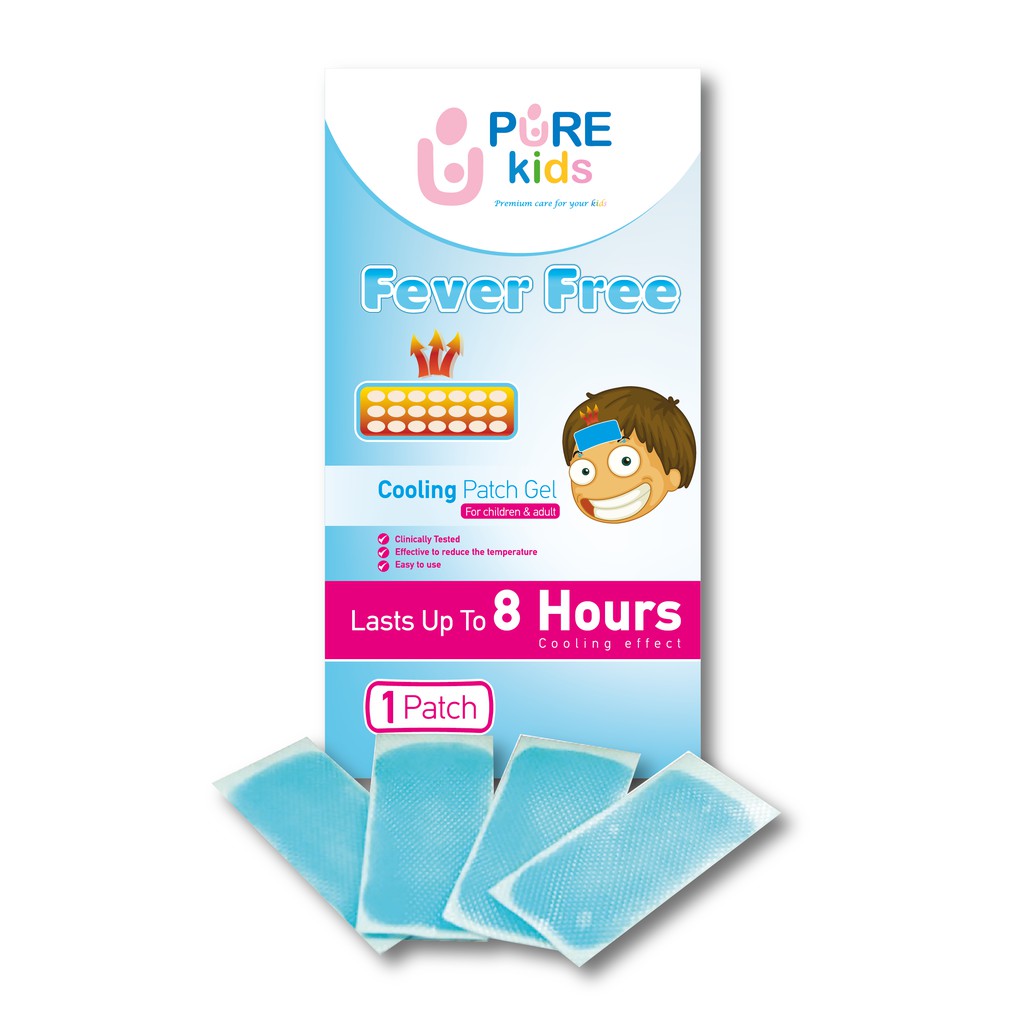 Pure Kids Fever Free Cooling Patch Gel Kompres Penurun Panas Anak Isi 4