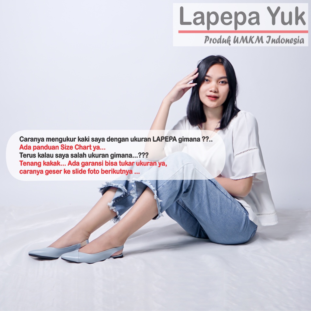 LAPEPA YUK - Sepatu Flat Shoes Wanita FREYA Untuk Kerja kantor Spatu Flatshoes Cewek Kuliahan Jalan Santai Casual Empuk Slop Lancip Warna LIGHT BLUE Kasual Biru Strap Tali Selop Belakang Premium Original Kekinian Terbaru Shoes ORI Mall Official Store