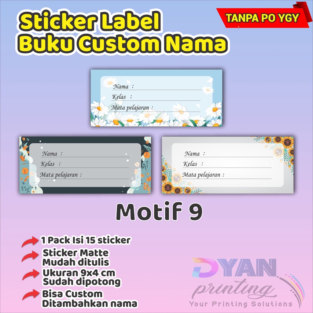 15 PCS STICKER LABEL BUKU BISA CUSTOM NAMA