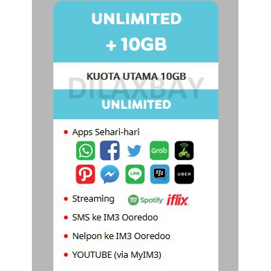 Indosat Unlimited 10GB (Kirim Kode Voucher) Ooredoo Isi Ulang Top Up Paket Data Internet Kuota 10 GB