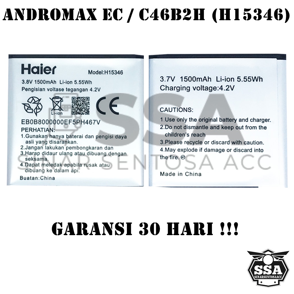 Baterai Original Andromax EC 4G LTE H15346 C46B2H OEM Batre Batrai Batrei Battery Ori HP Batu Batere Garansi Murah Awet