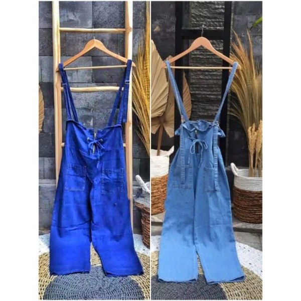 Baju kodok wanita jeans overall jumpsuit celana kodok playsuit wanita