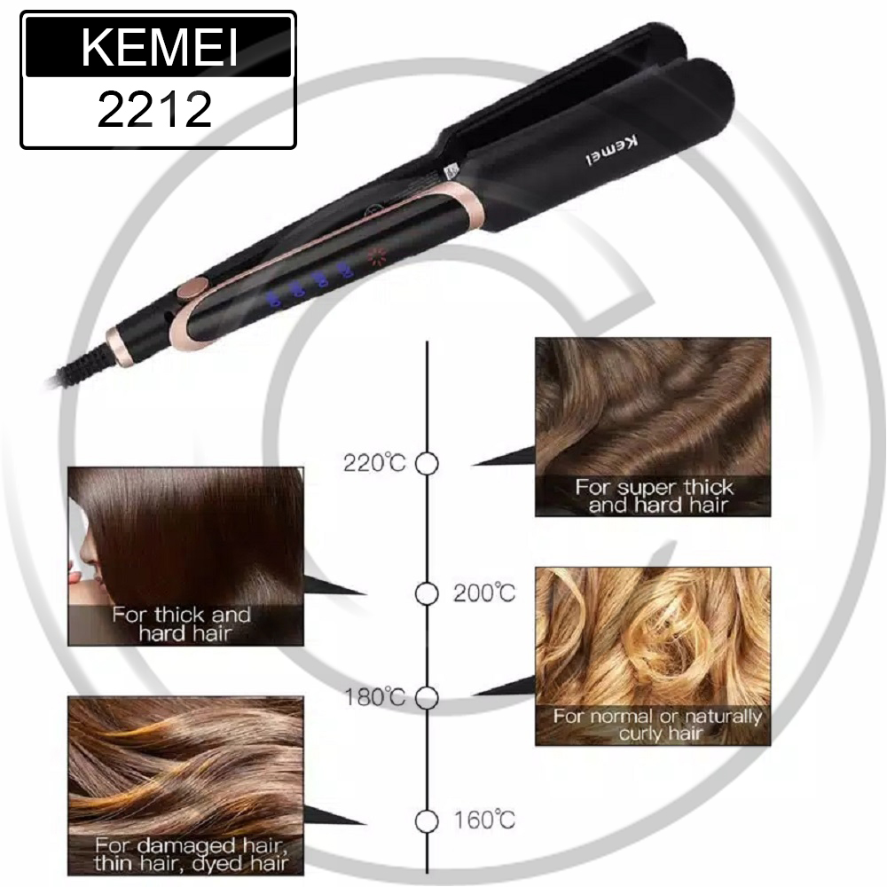 KEMEI / KM-2212 / Catokan Rambut Plat Lebar Lurus InfraRed