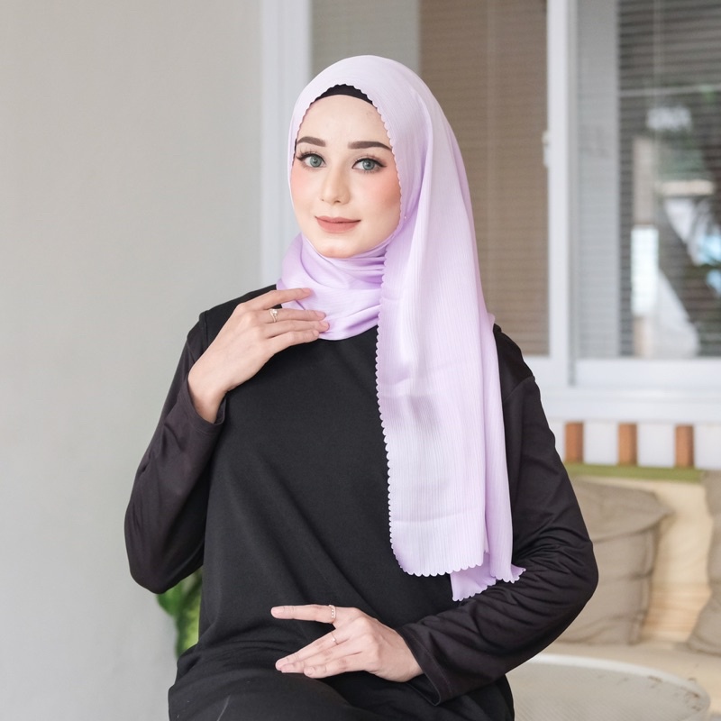 PASHMINA MALAYSIA CRINKLE SILK - DUSTY LILAC - Pashmina Malaysia Lasercut Premium