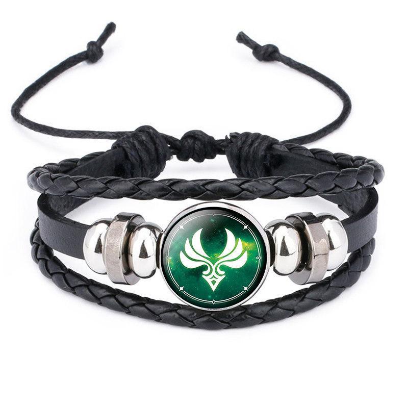 2022 Gelang Tangan Kulit Pria / Wanita Desain Anime Game Genshin Impact 7 Element