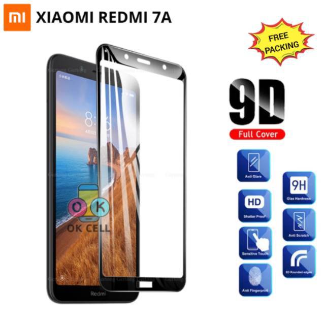 TEMPERED GLASS FULL COVER XIAOMI REDMI 7A TG ANTI GORES LAYAR KACA SCREEN PROTECTOR PREMIUM