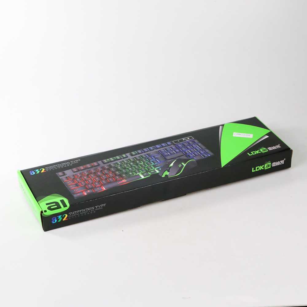 PAKET GAMING Keyboard Gaming + Mouse Gaming 1200 DPI LED RGB USB Kabel - LDKAI 832