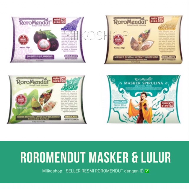 [FREE MANGKOK MASKER MIN 2pc] MASKER &amp; LULUR RORO MENDUT 20gr ORI