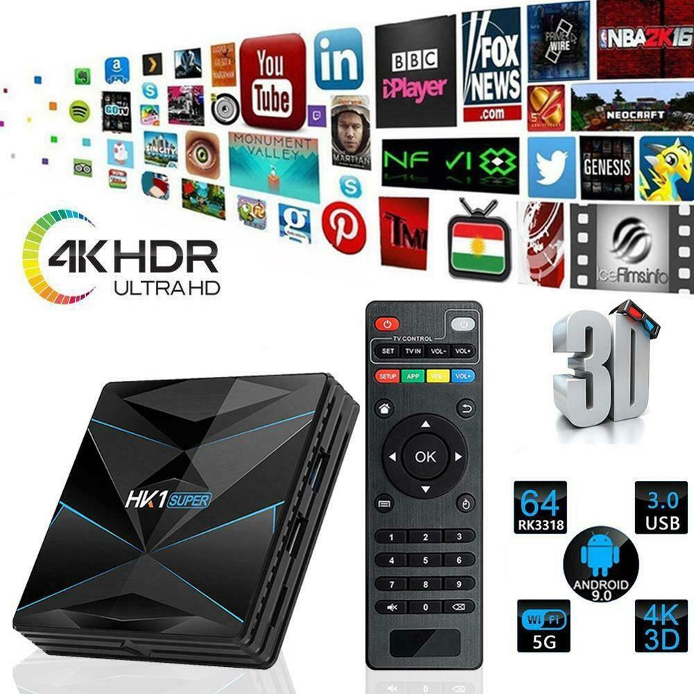 ANDROID TV BOX OTT HK1 SUPER RAM 4GB ROM 32GB/64GB CPU RK3318 SPDIF HDTV USB RCA TF LAN BLUETOOTH DLNA/AIRPLAY/MIRACAST