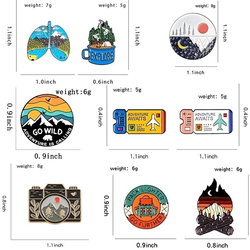 Go Travel Adventure Pin Mountain Forest Lakes Earth Explore Nature Bus Ticket Enamel Pin Button Badge Brooch Women Men Outdoorsy Gift