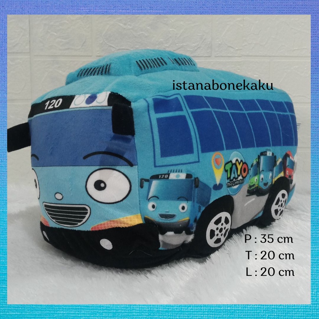 Boneka Bus Tayo Printing Berkualitas SNI Isi Dacron Murni