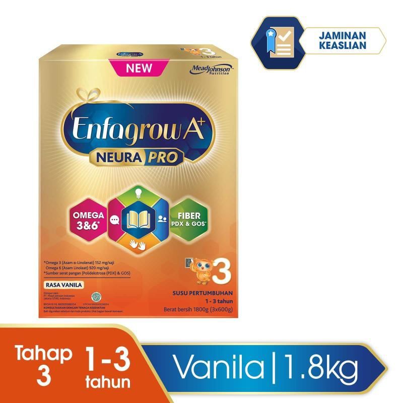 Enfagrow A+ 3 Susu Formula Pertumbuhan Batita - Vanila - 1800gr