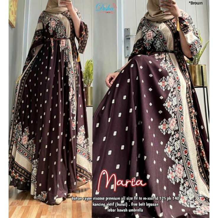 [BISA COD] MARIA DRESS BY DISHA / GAMIS MOTIF BATIK BERBAHAN RAYON VISCOSE PREMIUM / MAXI DRESS TERL