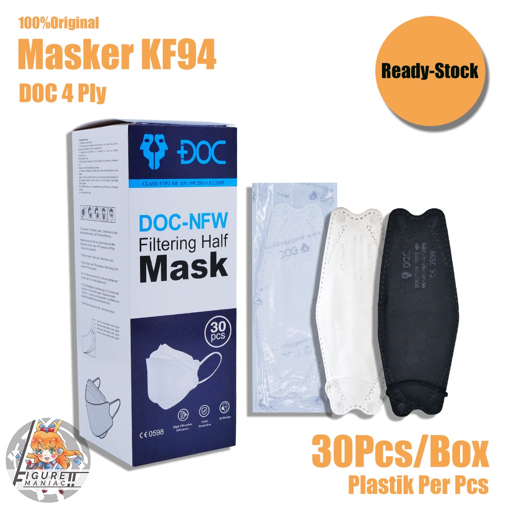 Masker KF94 Premium DOC Putih Plastik Per Pcs 4 PLY 1 Box isi 30 PCS