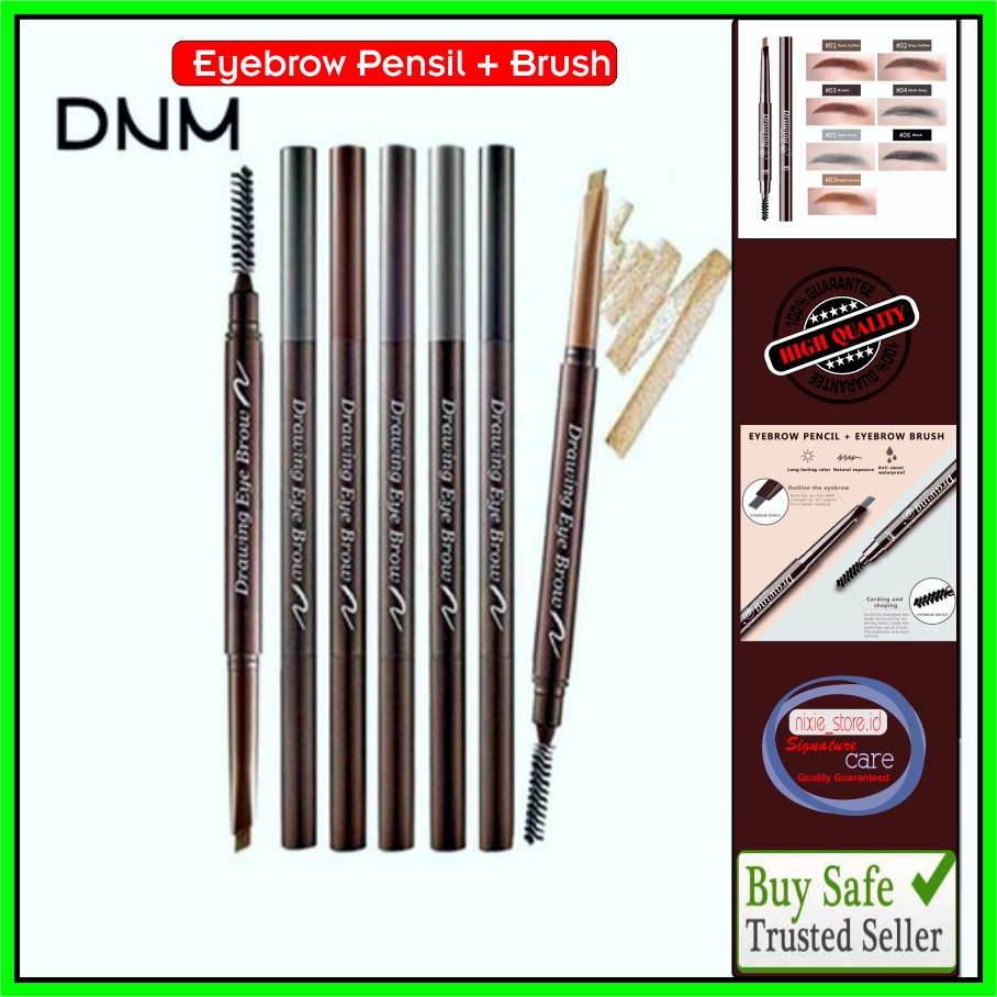 Pensil Alis DNM Automatic Eyebrow Pensil 2 in 1 Tahan Lama Waterproff Tahan Keringat Murah Bagus