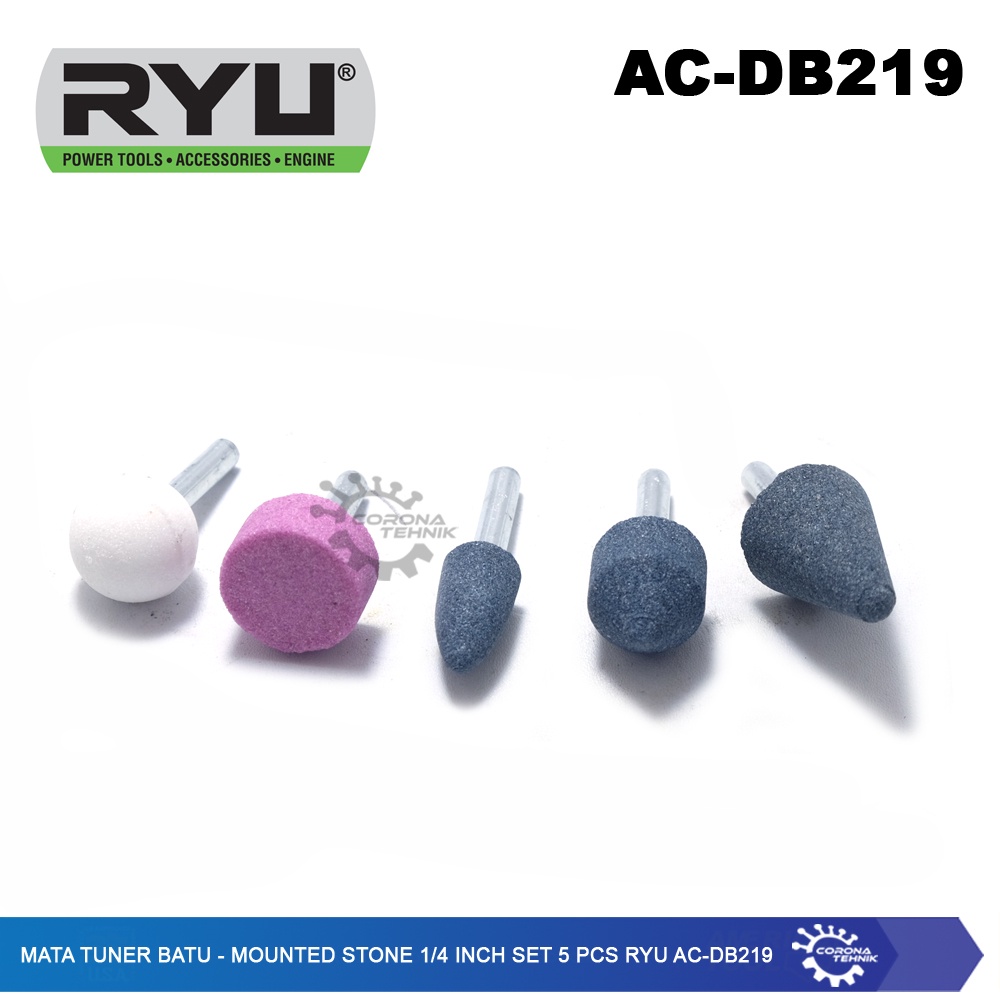 Ryu AC-DB219 - Mata Tuner Batu - Mounted Stone 1/4 Inch Set 5 Pcs