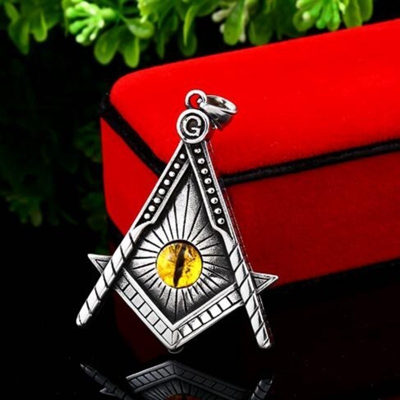 Kalung Liontin Demon Eye Masonic Gaya Punk Untuk Pria