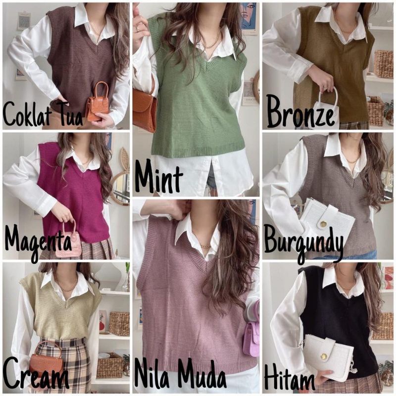 BAJU WANITA RAJUT KANI VEST