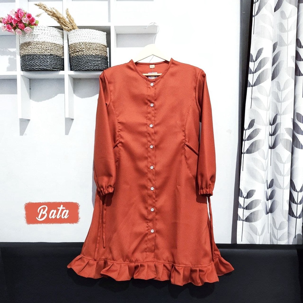 TM 09- COD Kemeja tunik busui wanita remaja cewek L ld 98-100 panjang murah jumbo kancing depan full