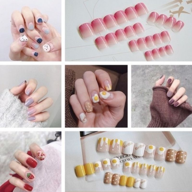 FAKE NAILS / KUKU PALSU 24pcs dan LEM ART 3D