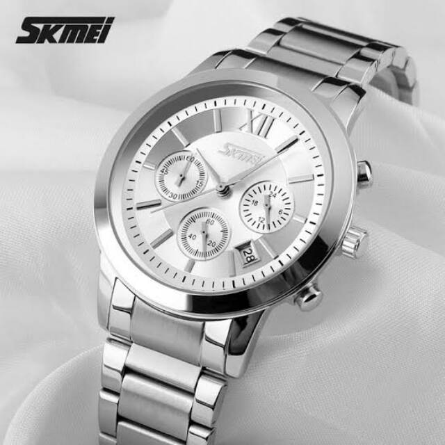 Jam SKMEI 9097 silver chrono original WR