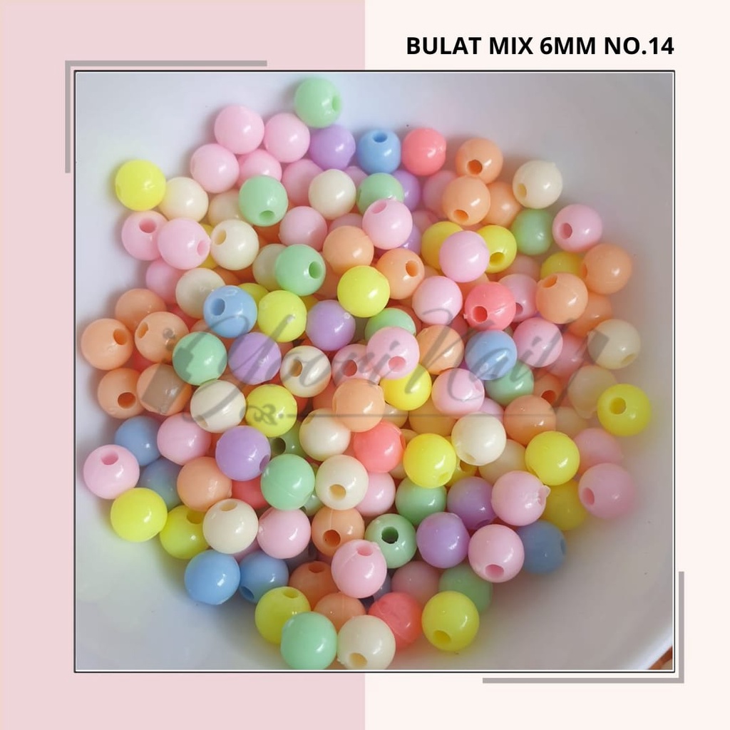 Manik Bulat beads 30gr manik 6mm 8mm 10mm raiboe pastel manik gelang strap masker kalung