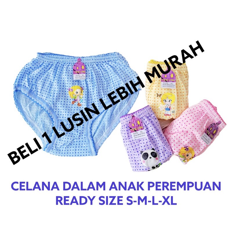 1 Lusin Celana Dalam Anak Perempuan Cewek Lusinan 10 th / CD Boxer Anak Celana Dalam Bayi TL Pokadot