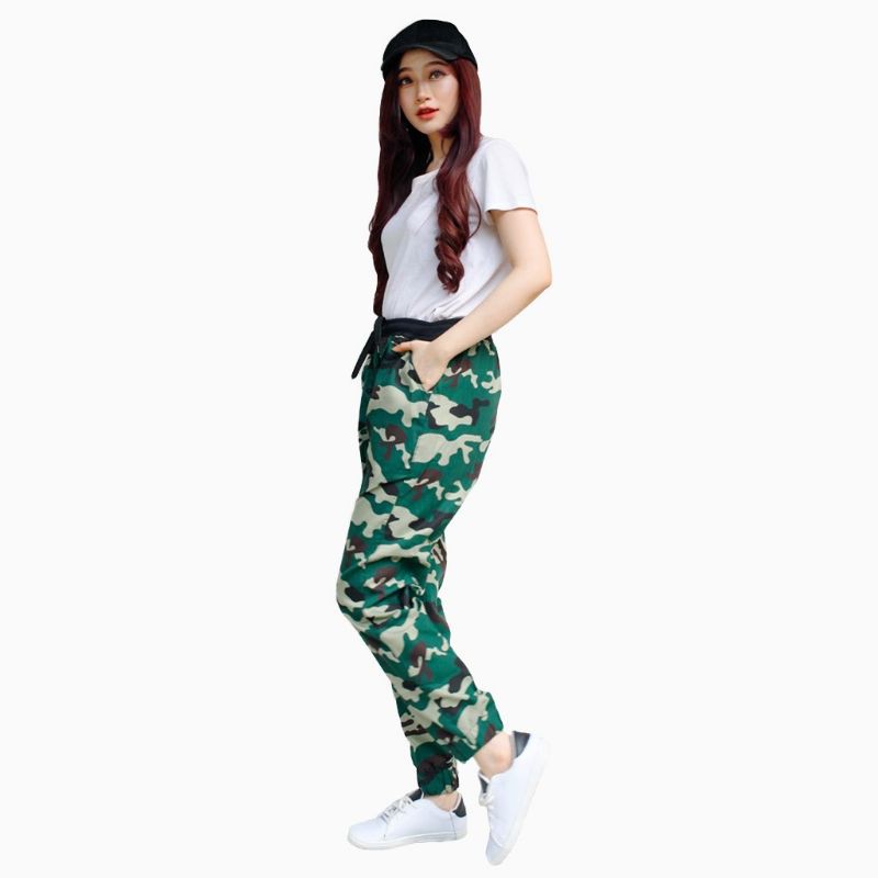 Celana jogger training Panjang wanita Corak Army - Army Women