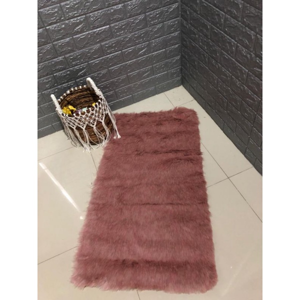 BIGSALE RAMADHAN karpet bulu korea dusty pink super aesthetic viral ukuran 60x100cm